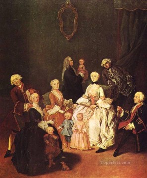  Long Oil Painting - Patrician Family life scenes Pietro Longhi